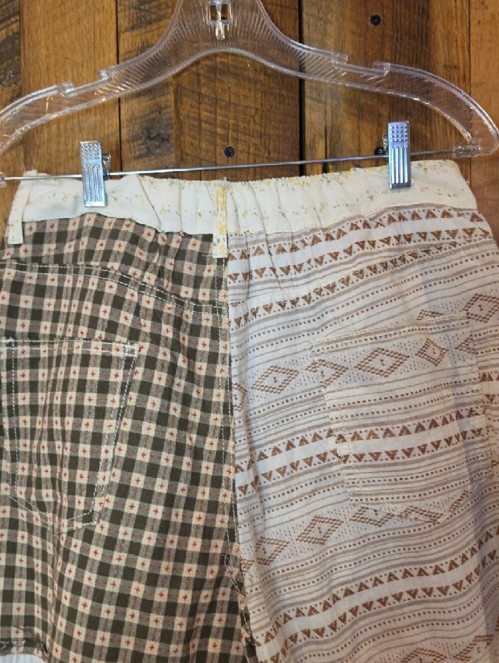 040p POL Patchwork A-Line Tiered Maxi Pants in Cream and Brown - Picture 11 of 14